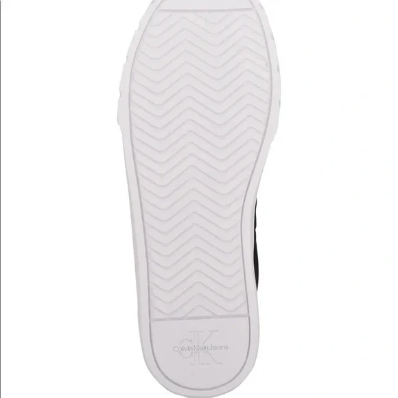 Calvin Klein Black and White Logo High Top Fashion Sneakers - Picture 3 of 5